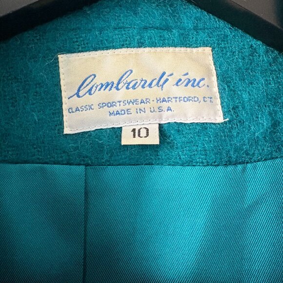 Vtg Lombardi Inc. women's size 10 teal mohair one-button jacket made in the US - Picture 5 of 5